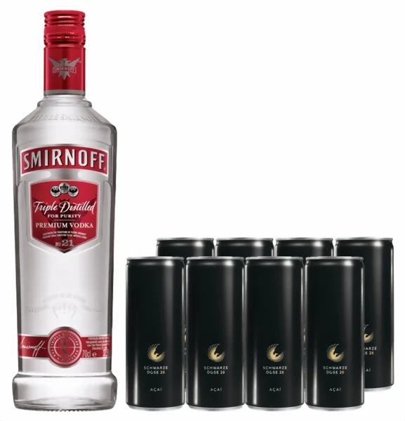 Smirnoff Vodka 1 Liter & Schwarze Dose (8 Stk.) 3 Smirnoff Vodka 1 Liter & Schwarze Dose (8 Stk.)